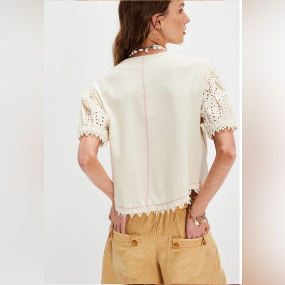Free People Bali Total Catch Top NWT Size Small (oversized) Ivory - Picture 2 of 9